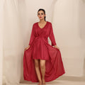 Gown Set - Nerra Silk - Maroon