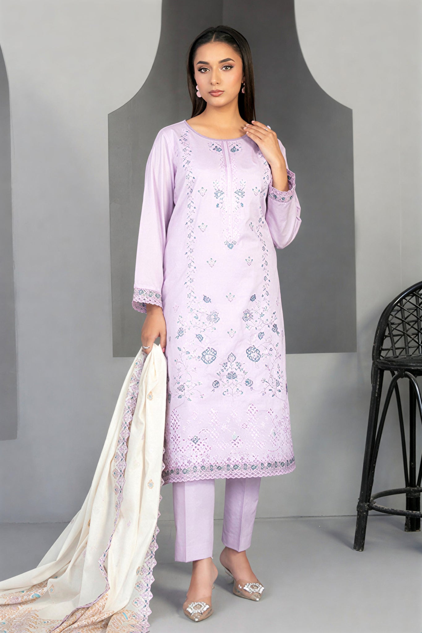 Efza By Tawakkal Unstitched 3 Piece Fancy Emb Lawn Suit-D-2970