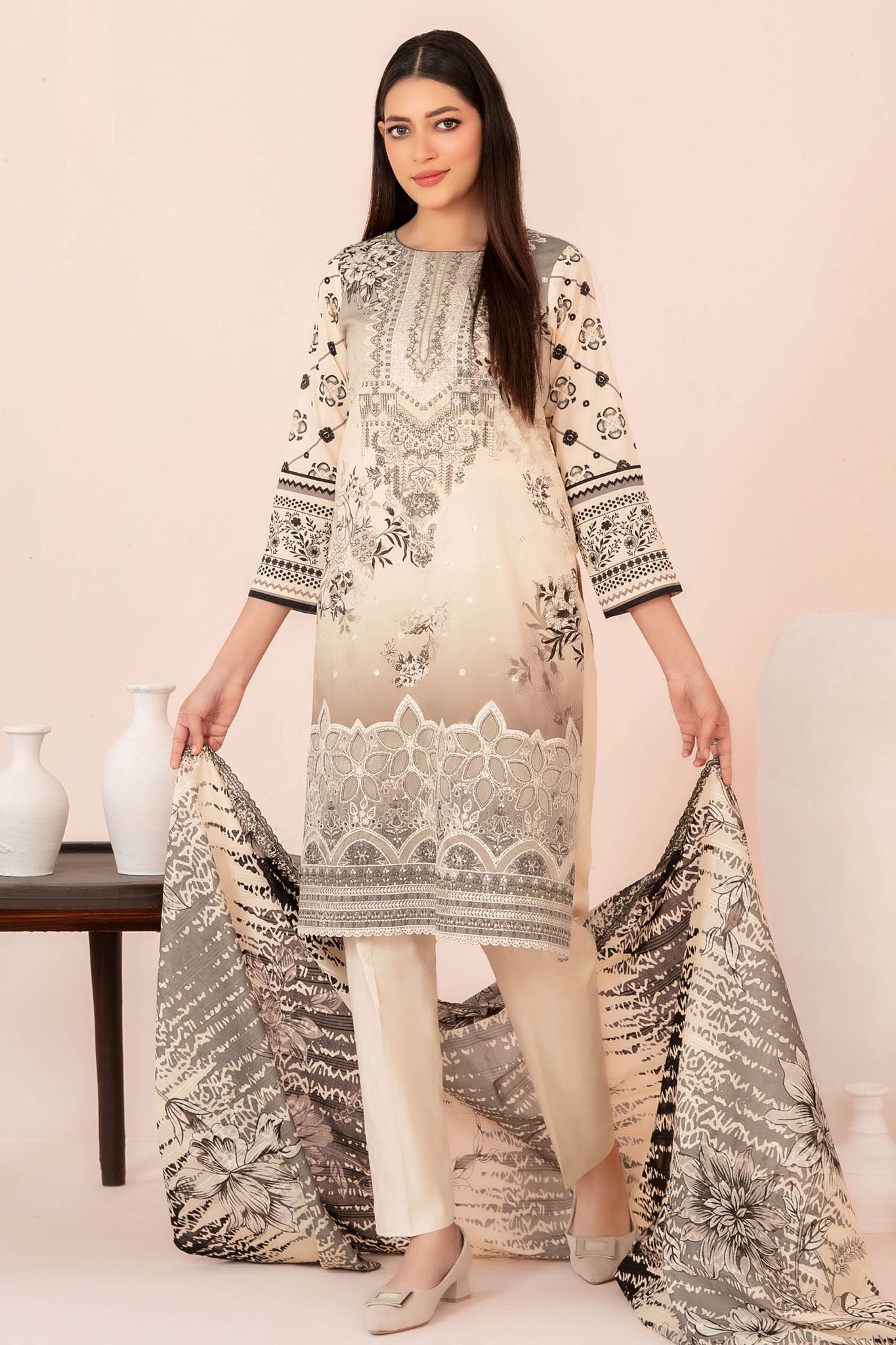 Jahzara By Tawakkal Unstitched 3 Piece Emb Fancy Lawn Vol-02 Eid Special Suit-D-3210