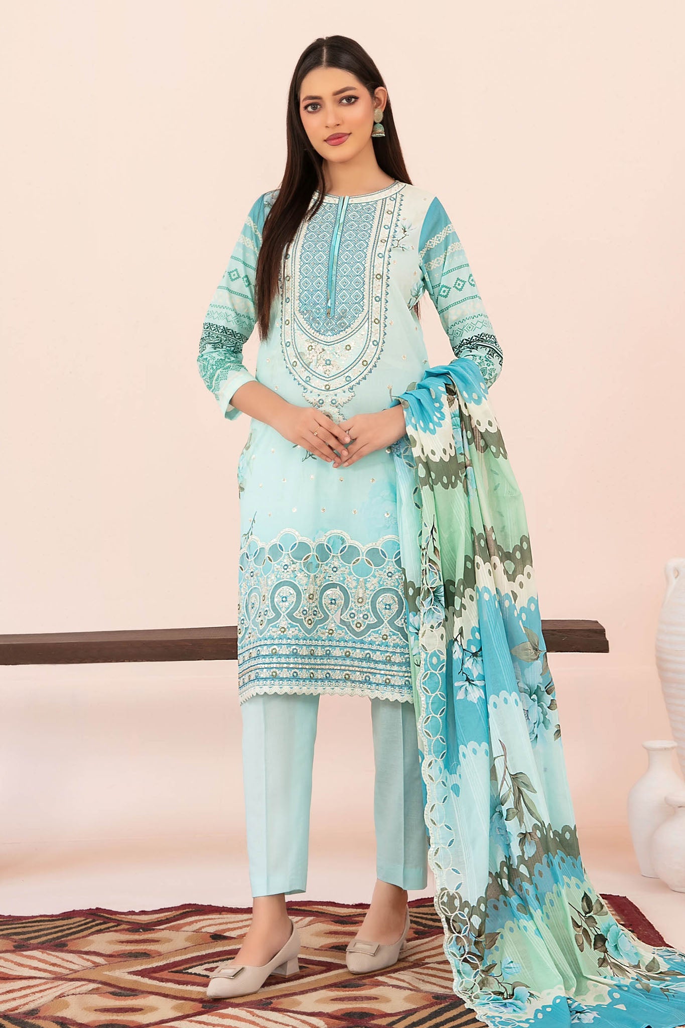 Jahzara By Tawakkal Unstitched 3 Piece Emb Fancy Lawn Vol-02 Eid Special Suit-D-3215