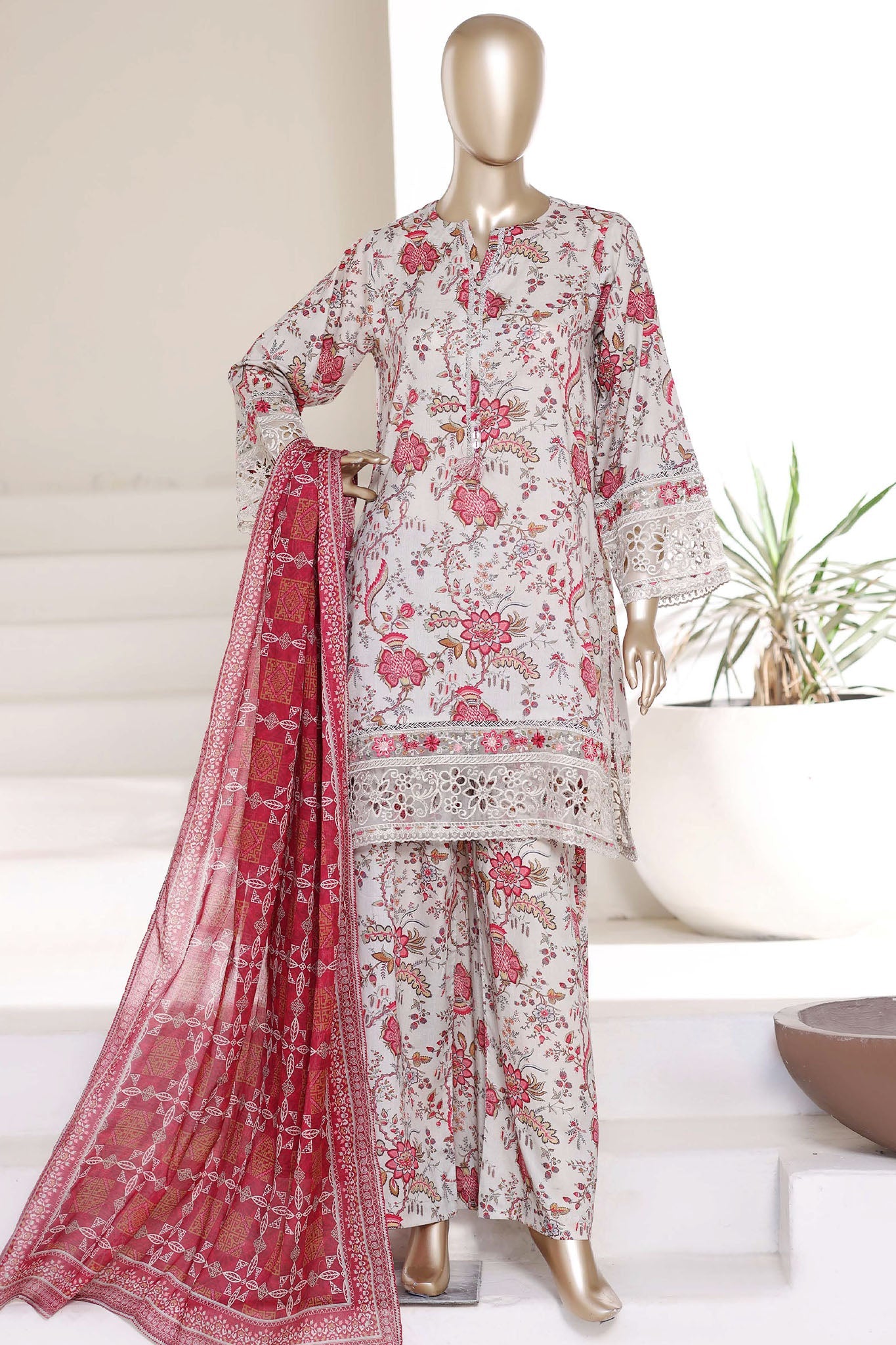 Malika By Sada Bahar Stitched 3 Piece Festive Emb Lawn Vol-02 Suit-D-5356-SKIN