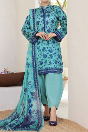 Aizal Stitched 3 Piece Printed Lawn Collection'2025-A-P-653-C GREEN