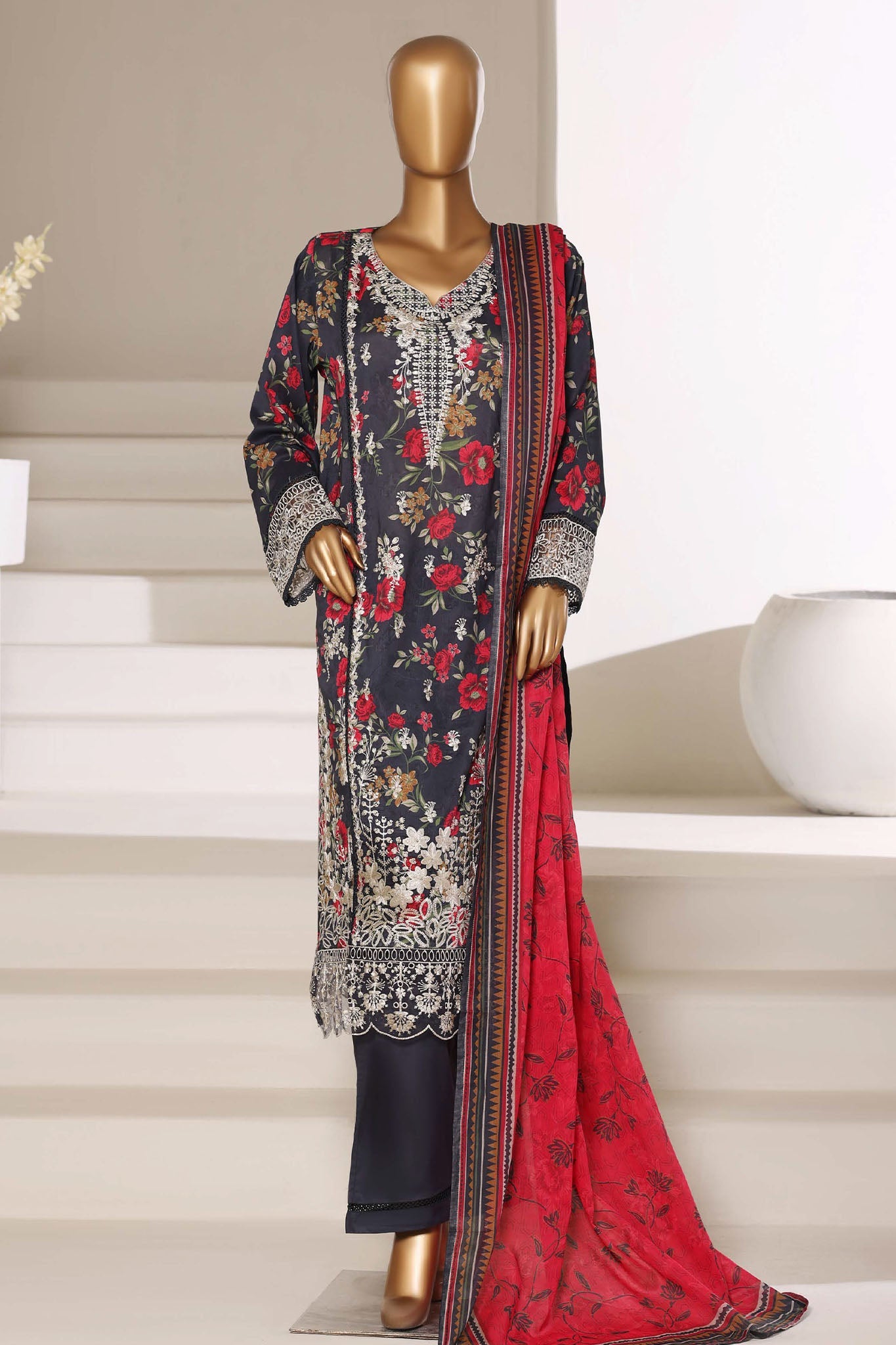 Signature By Sada Bahar Stitched 3 Piece Festive Vol-01 Suit-D-7700 BLACK