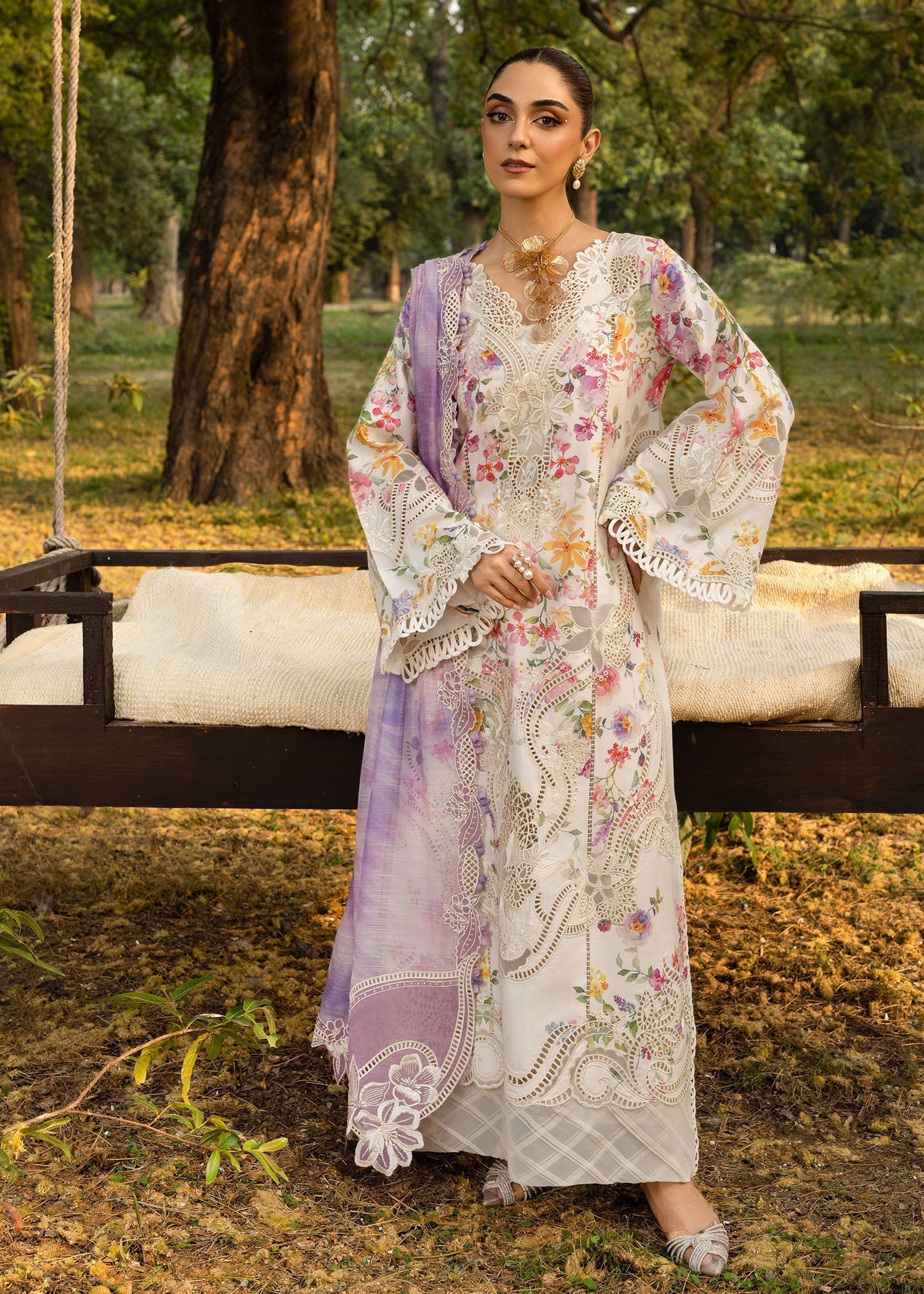 Tasawar By Crimson Unstitched 3 Piece Luxury Lawn Collection'2025-D-02-B-Petals And Promises