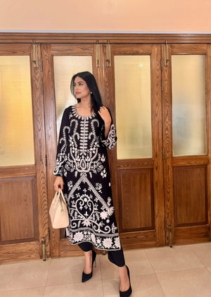 Manahils Stitched Black Ari Embroidered Tunic