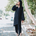 Zauk Stitched 2 Piece Collection-Black Two Piece Dress