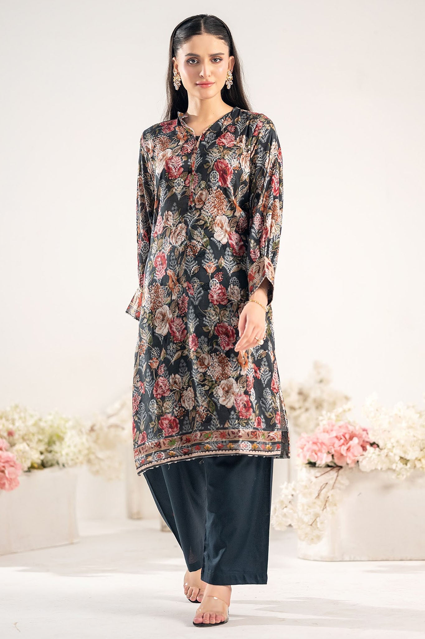 Odyssey By Dor Stitched Co Ords Printed Jacquard Chapter-01 Suit-DJOC-03-Dark Grey