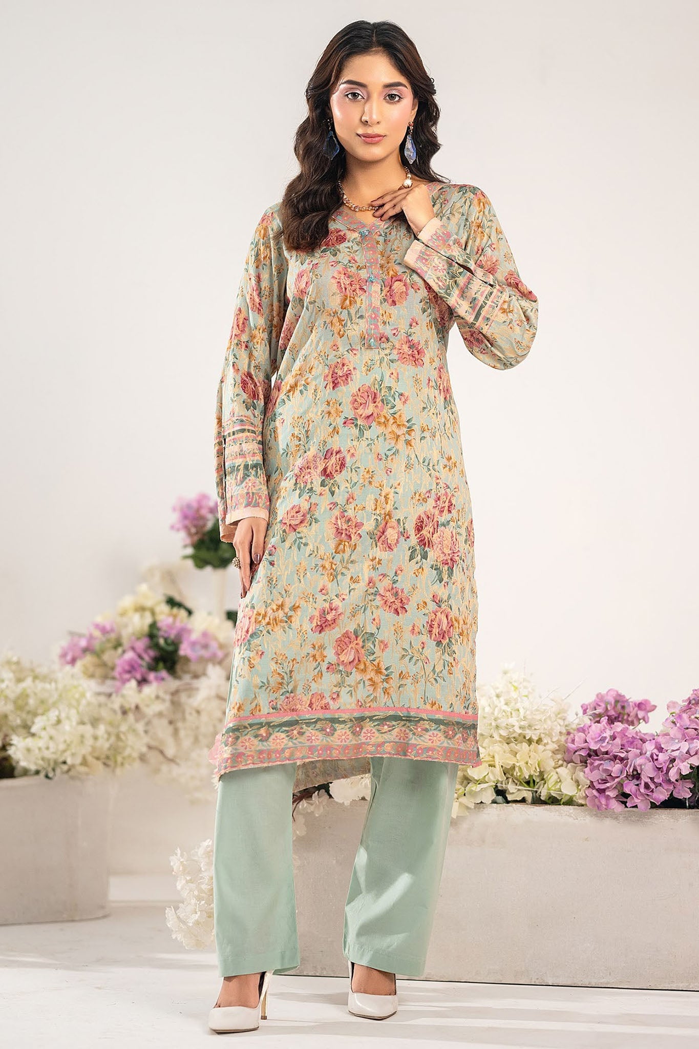 Odyssey By Dor Stitched Co Ords Printed Jacquard Chapter-01 Suit-DJOC-04-Mint