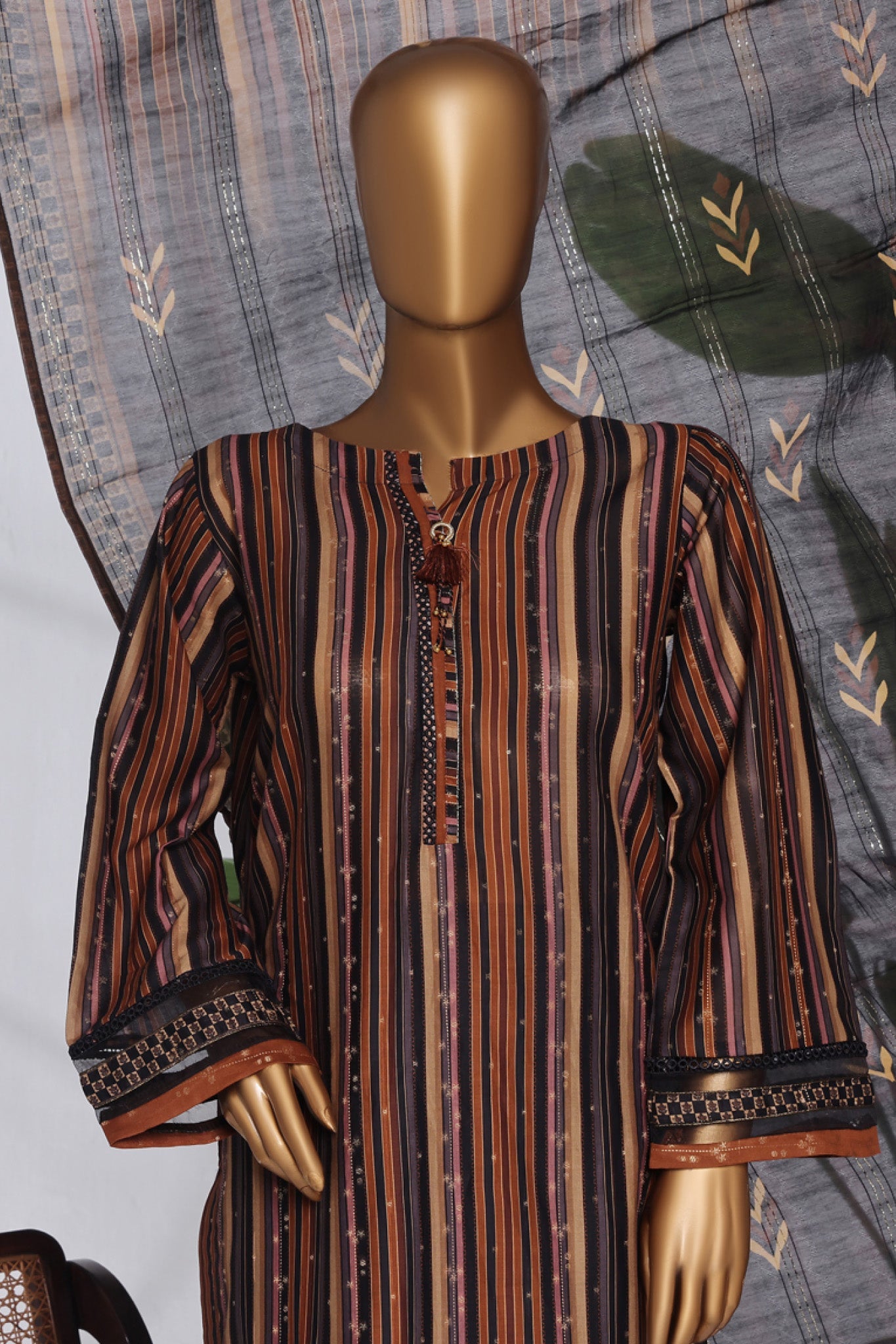 Damask By HZ Stitched 3 Piece Prints Jacquard Collection'2025-DPJ-036-Multi