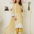Threads & Weaves Sunshine Yellow Embroidered Viscose 3-Piece Suit