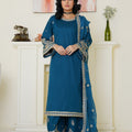 Threads & Weaves Elegant Teal Blue Embroidered Lawn 3-Piece Suit