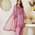 Threads & Weaves Mauve Pink Embroidered Viscose 3-Piece Suit