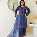 Threads & Weaves Royal Blue Embroidered Lawn 3-Piece Suit