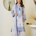 Threads & Weaves Icy Lavender & Blue Embroidered Viscose 3-Piece Suit