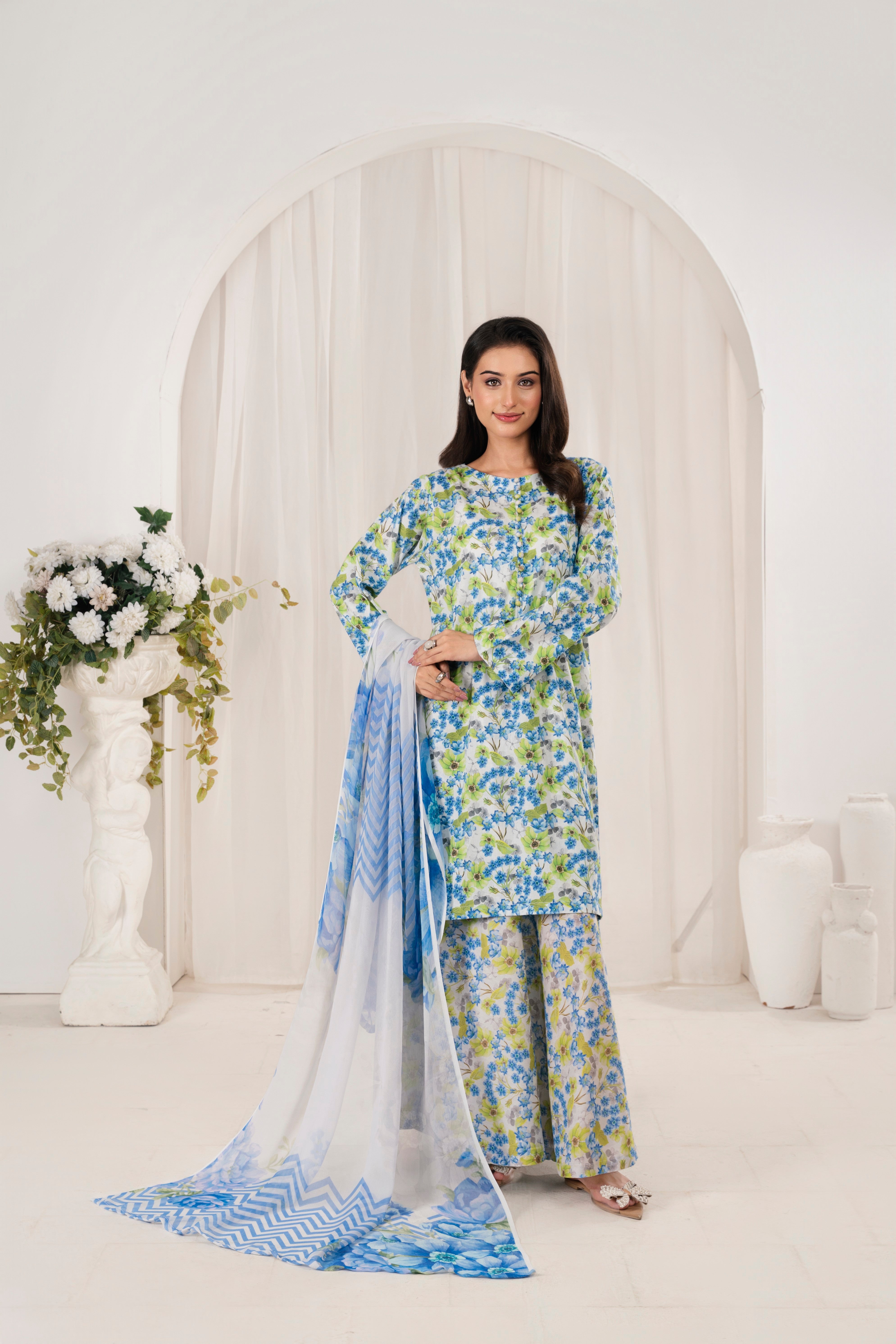 Feathers Unstitched 3 Piece Digital Printed Lawn Summer Suit-CHROMEX-FT706