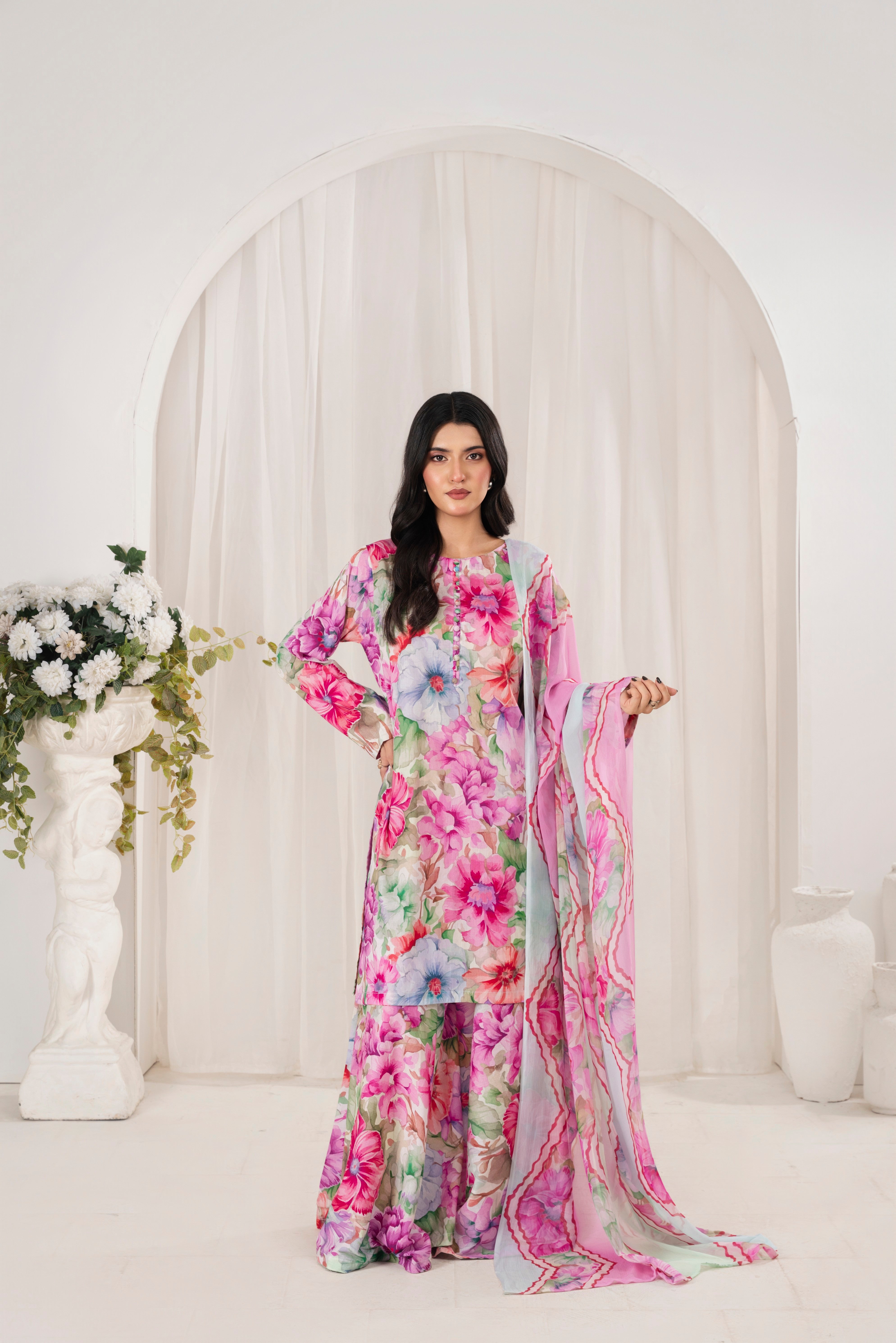 Feathers Unstitched 3 Piece Digital Printed Lawn Summer Suit-MIRZELLA-FT708