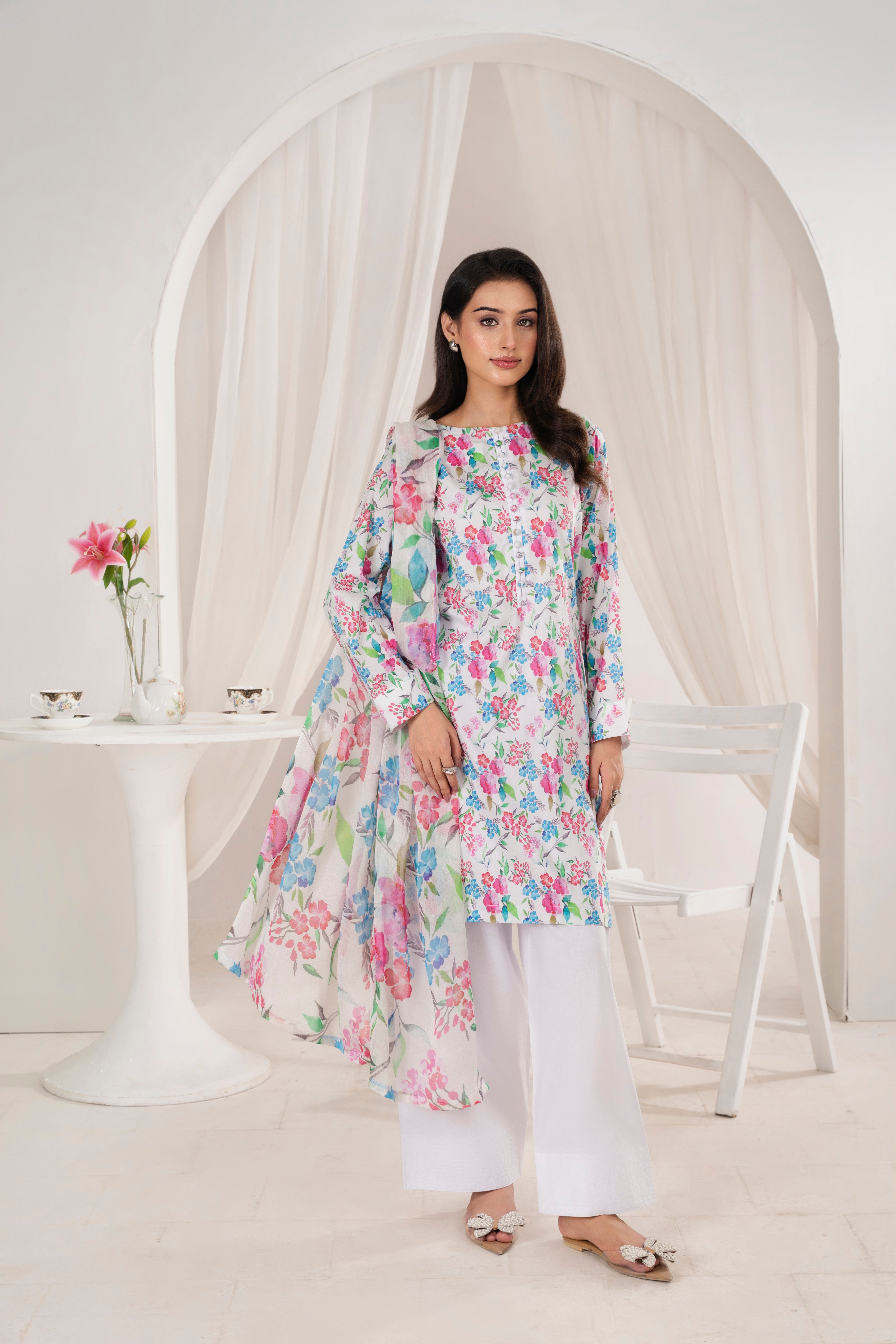 Feathers Unstitched 3 Piece Digital Printed Lawn Summer Suit-ZESTON-FT704