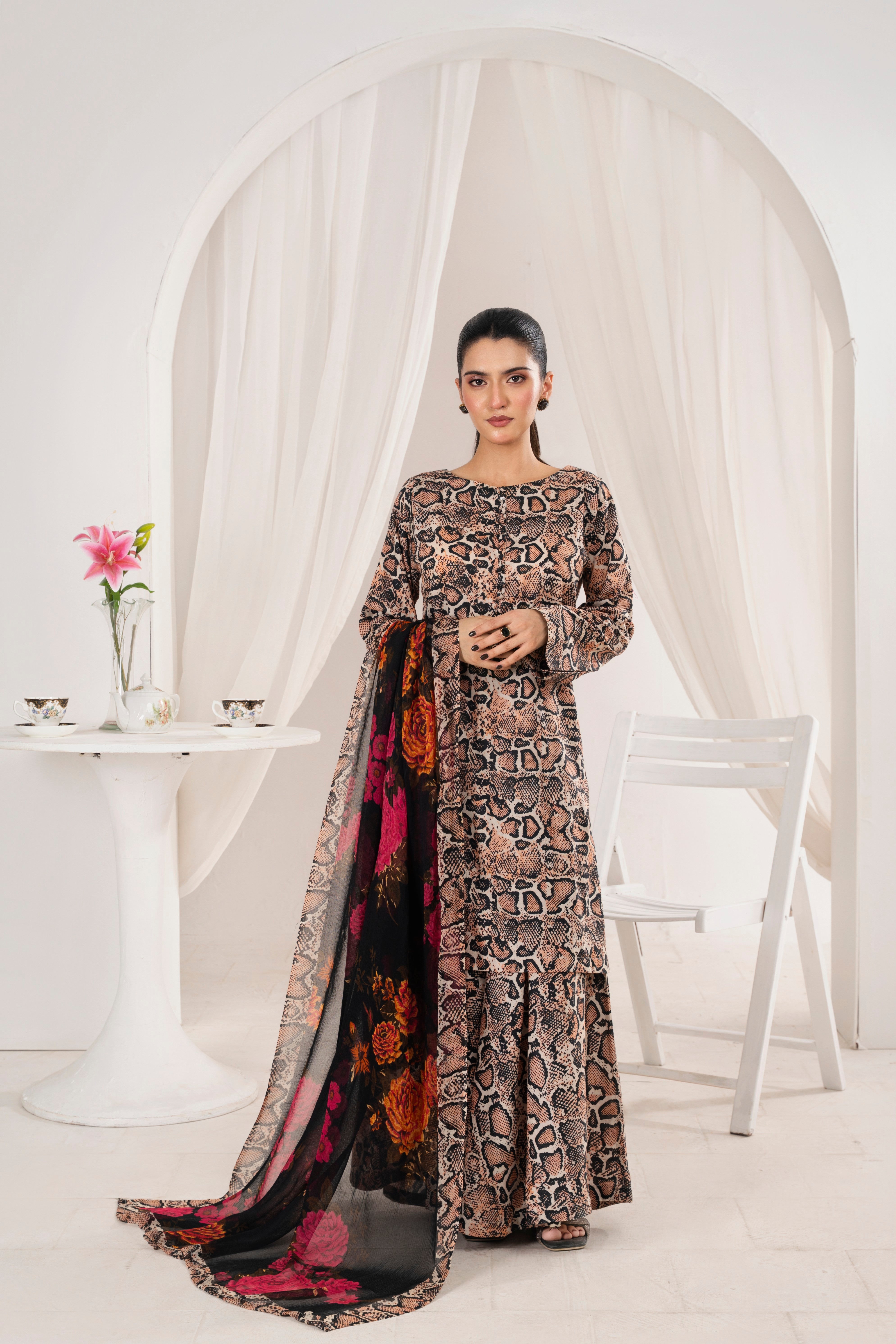 Feathers Unstitched 3 Piece Digital Printed Lawn Summer Suit-PALESTO-FT715