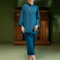 Nairah Co Ords Summer Solids Suit-Turquoise Dream