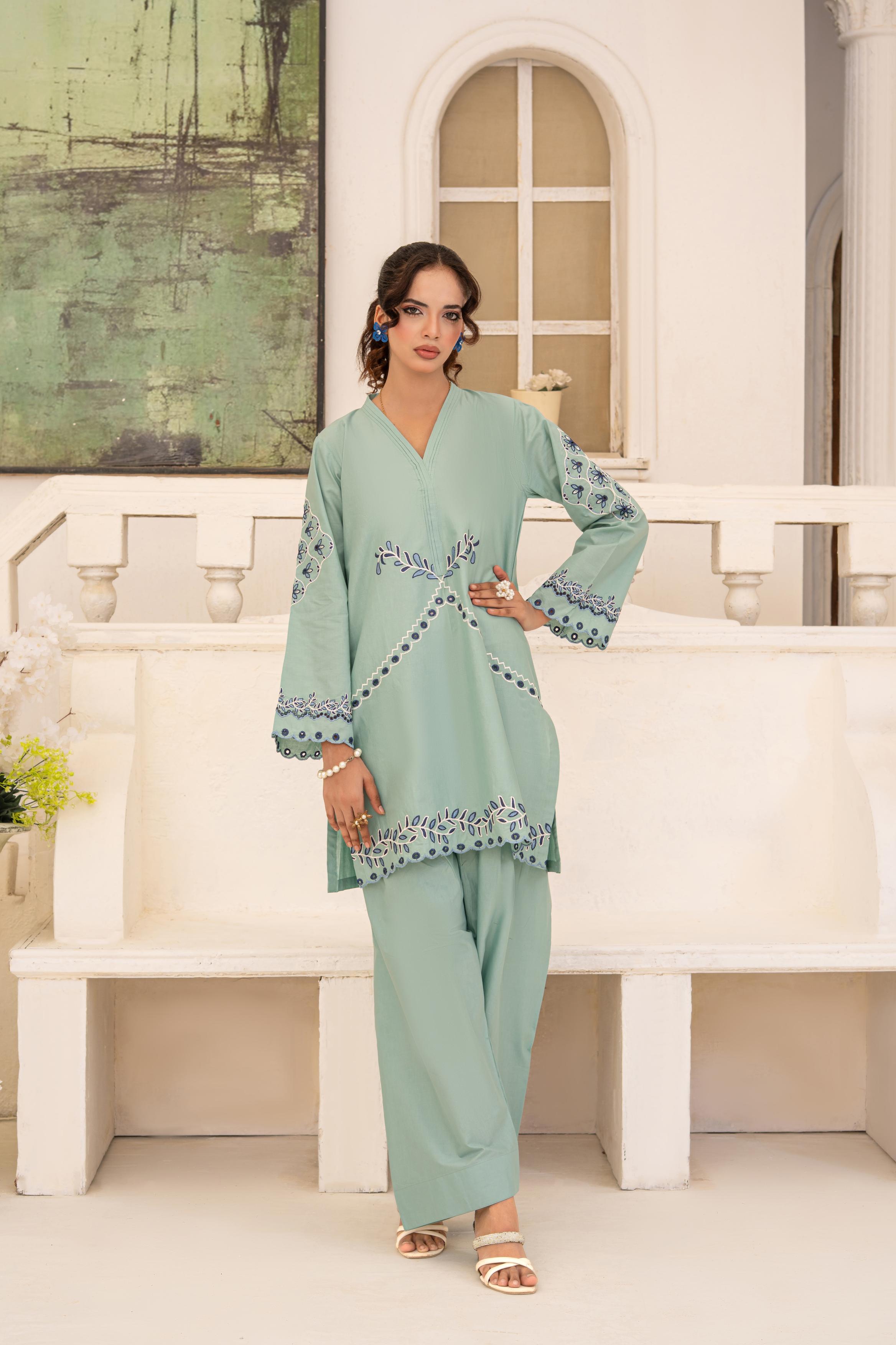 Sada Bahar By Abeera Stitched 2 Piece Emb Premium Cotton Suit-SB-02