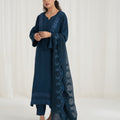 Charaghan By Qariney Stitched 3 Piece Winter Vol-02 Suit-Zinc Blue