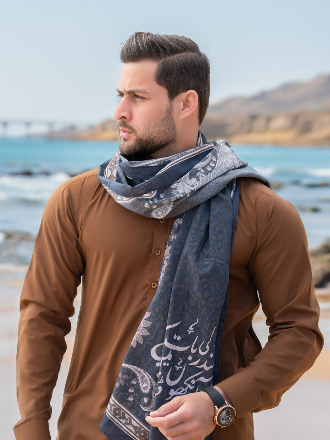 Tng By MD Mens Stole Collection-Gehrai Stole Black