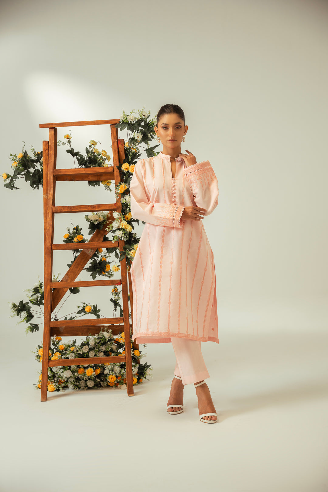 Serene By Zouj Stitched Co Ords Emb Cotton Suit-Pink