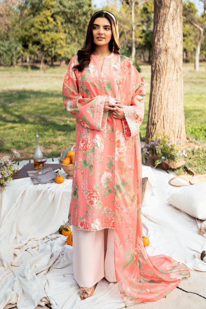 Fresco By Sheenora Stitched 3 Piece Lawn Edit Collection'2025-Peach Serenade