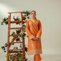 Serene By Zouj Stitched Co Ords Emb Cotton Suit-Rust