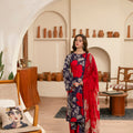 Feathers Unstitched 3 Piece Digital Printed Lawn Summer Suit-GARNET-FT452