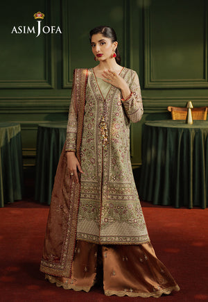 Asim Jofa Premium Festive Ajpf-35 Embroidered Zari Kota Soft Net 3 Pcs