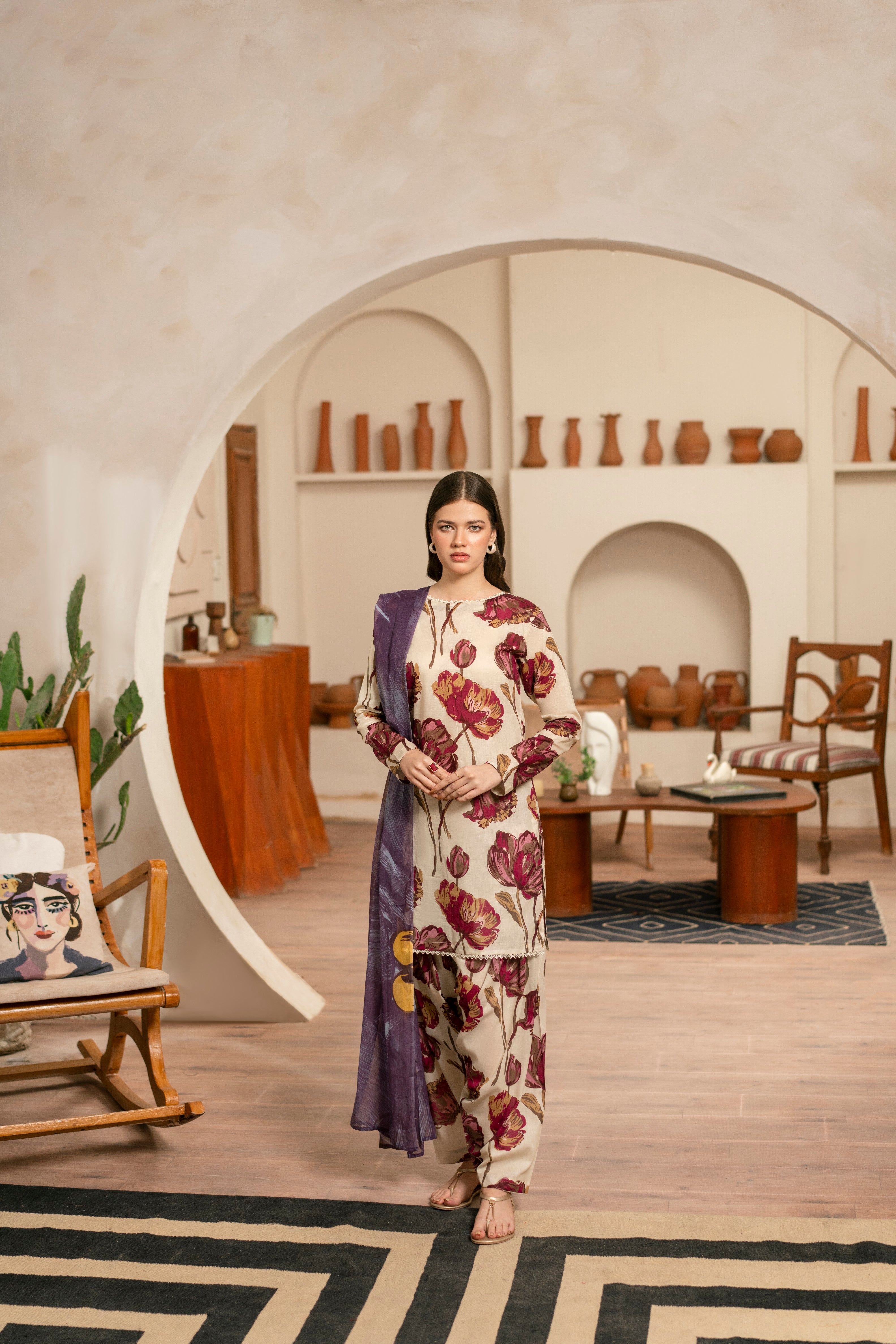 Feathers Unstitched 3 Piece Digital Printed Lawn Summer Suit-BRIM-FT475