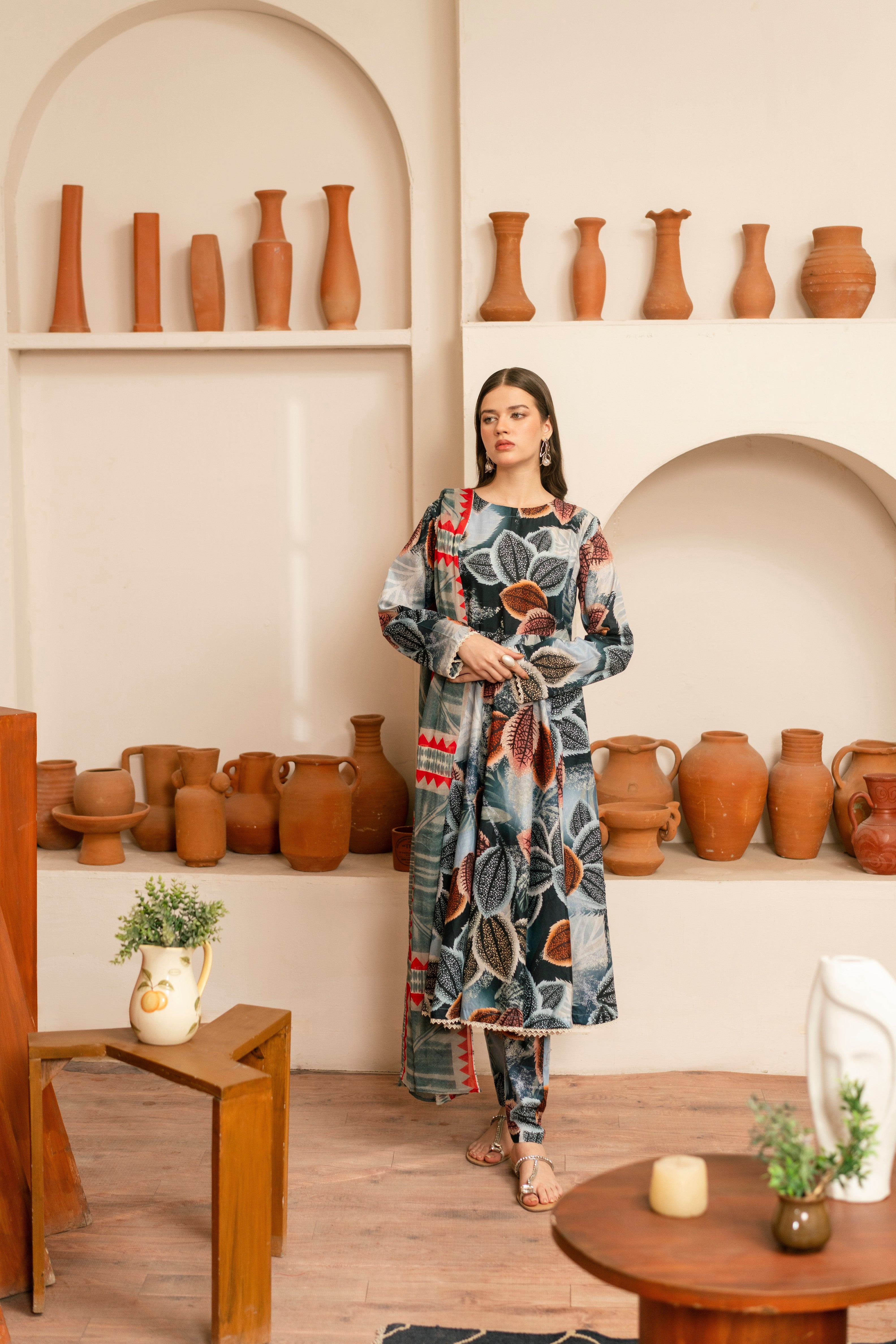 Feathers Unstitched 3 Piece Digital Printed Lawn Summer Suit-CLYNE-FT462