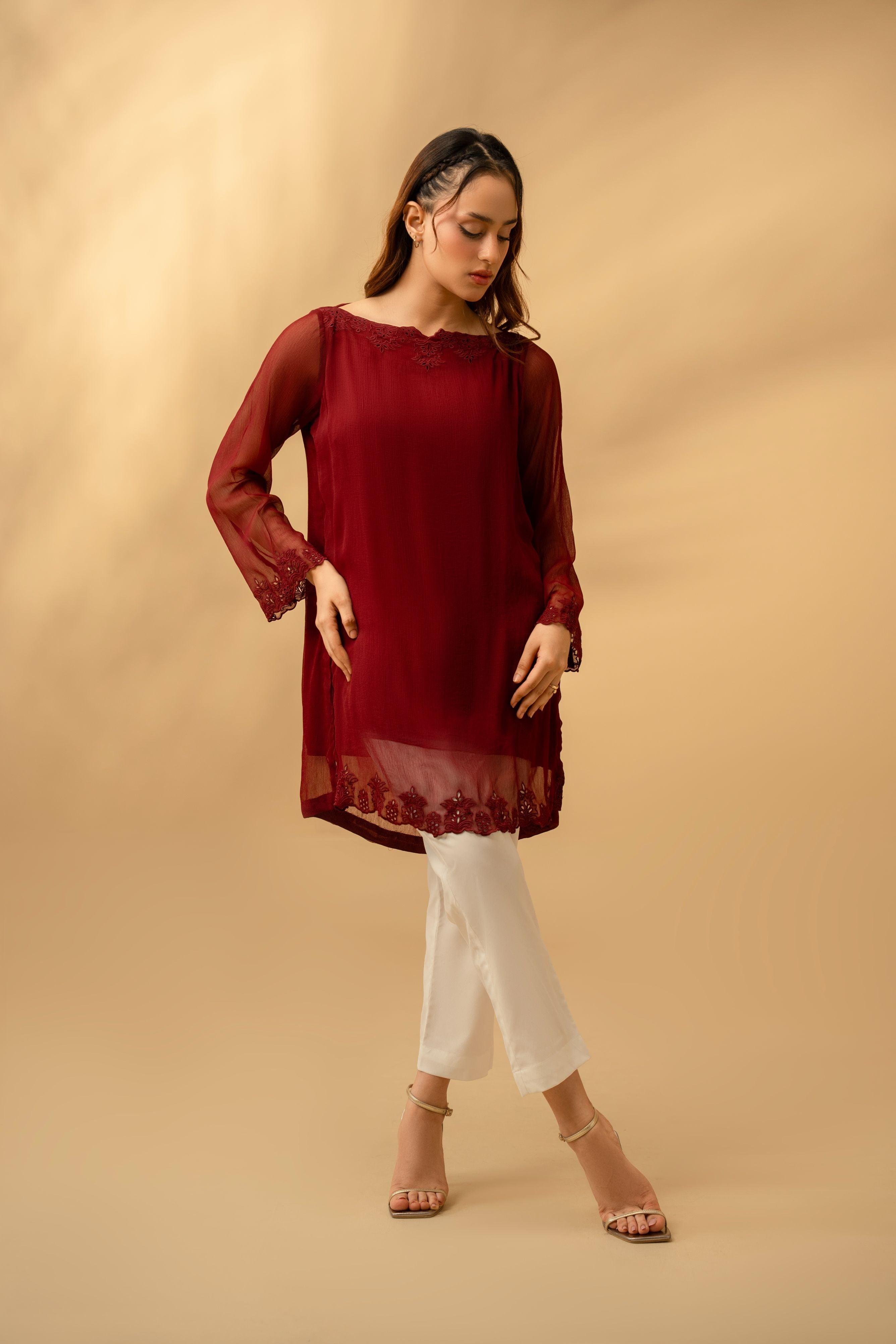 Elysia By Zouj Stitched Summer Suit-Luxe Whisper