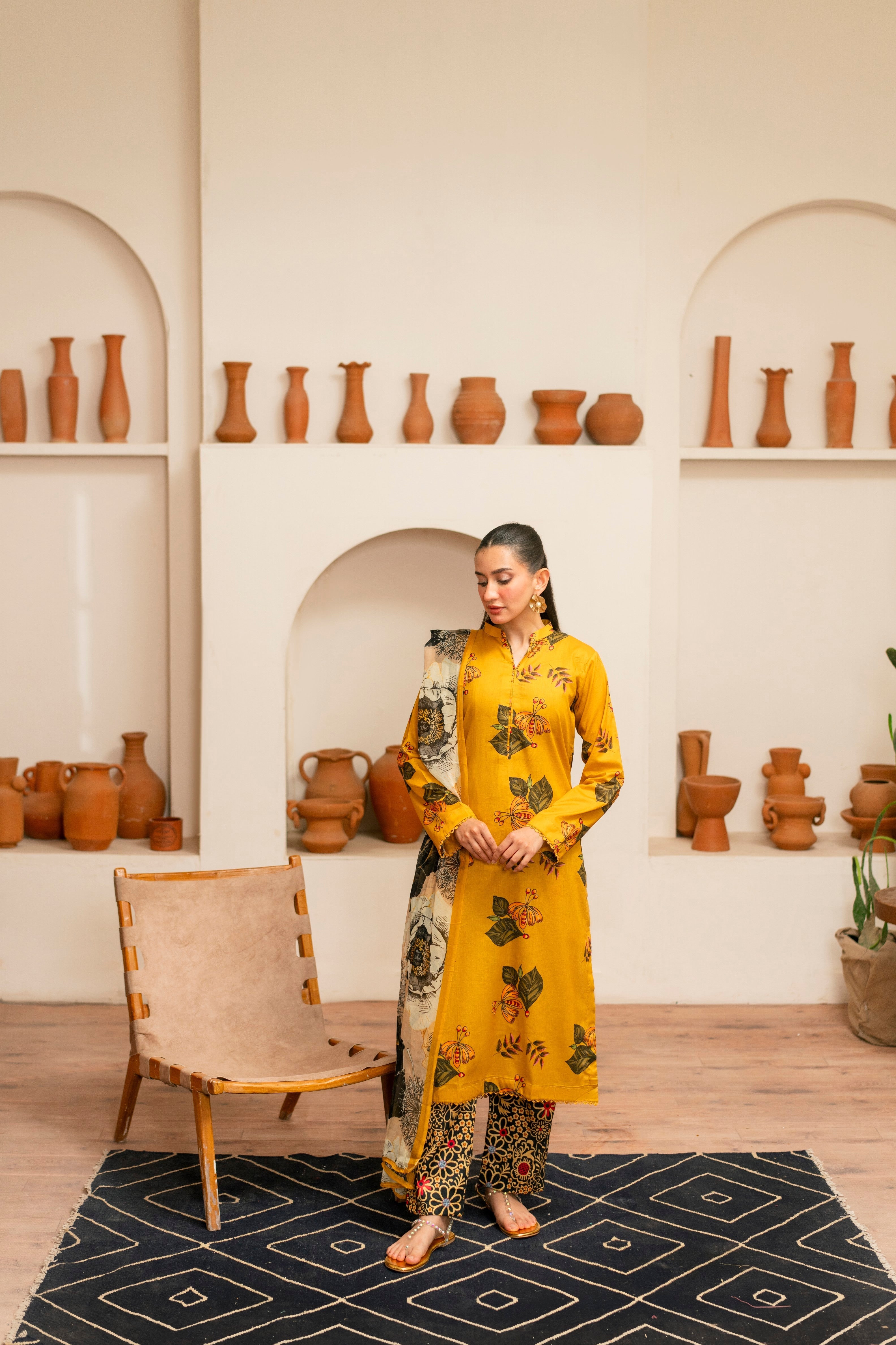 Feathers Unstitched 3 Piece Digital Printed Lawn Summer Suit-ORLIN-FT456