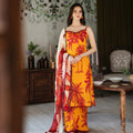Feathers Unstitched 3 Piece Summer Collection-Ochre-FT387
