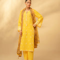 Zouj Unstitched 3 Piece Chikankari Lawn Edit Suit-Honey Yellow