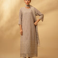 Zouj Unstitched 3 Piece Chikankari Lawn Edit Suit-Frosted Silver