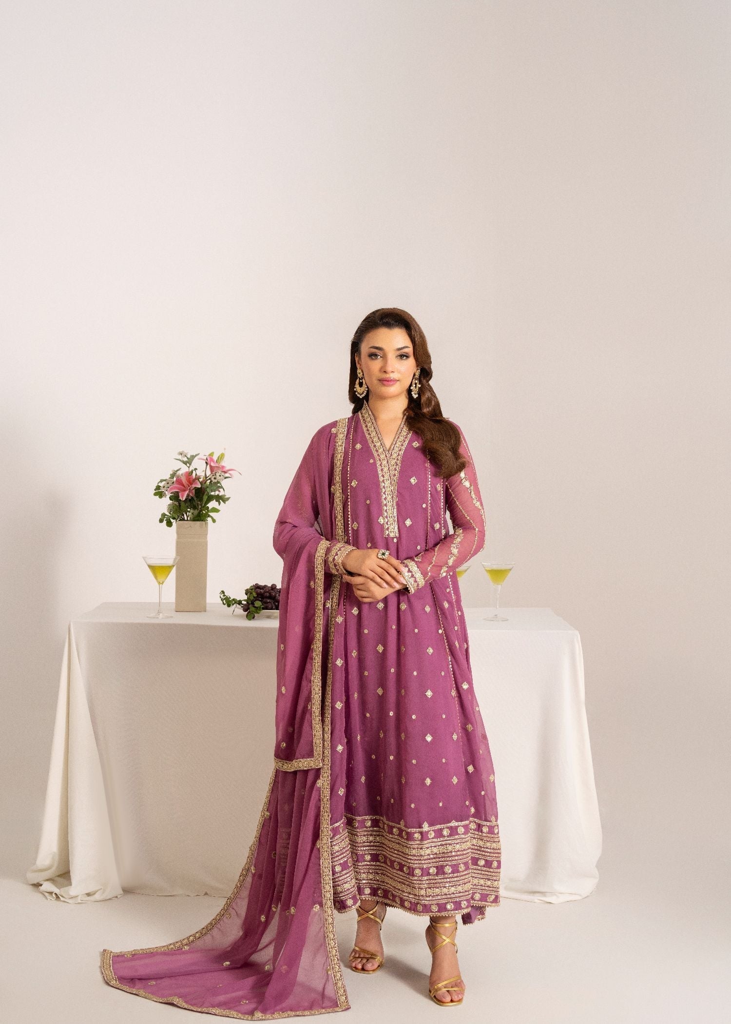 Zarif By Al Harir Stitched 3 Piece Formals Vol-02 Suit-AH008-ZV2-Lilac