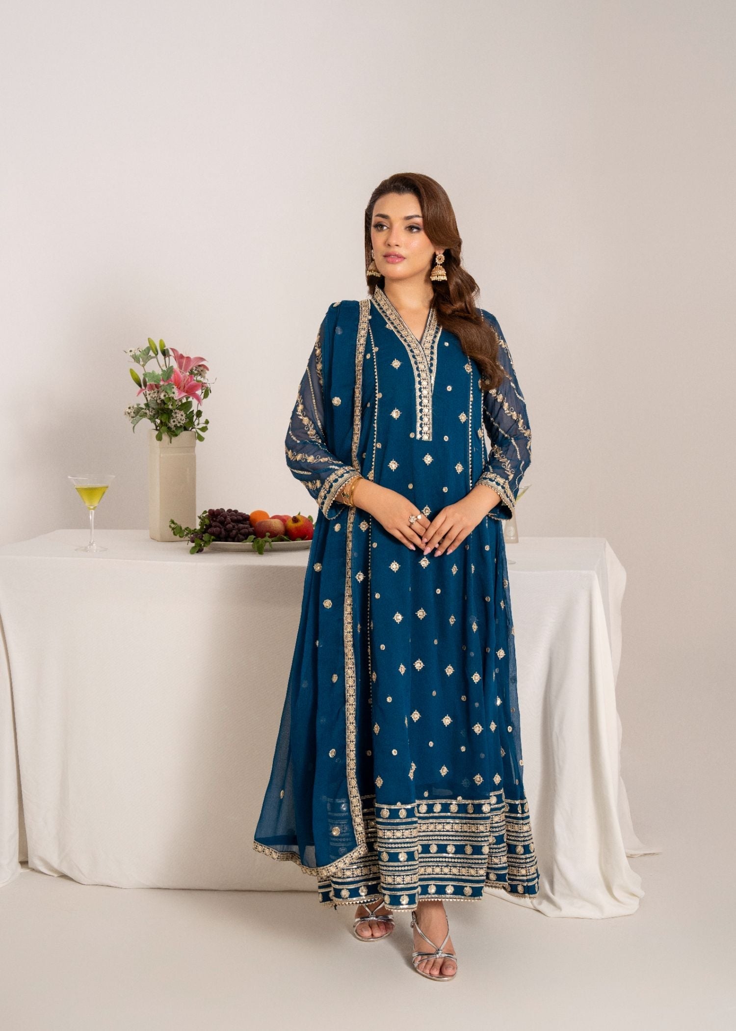 Zarif By Al Harir Stitched 3 Piece Formals Vol-02 Suit-AH008-ZV2-Peacock