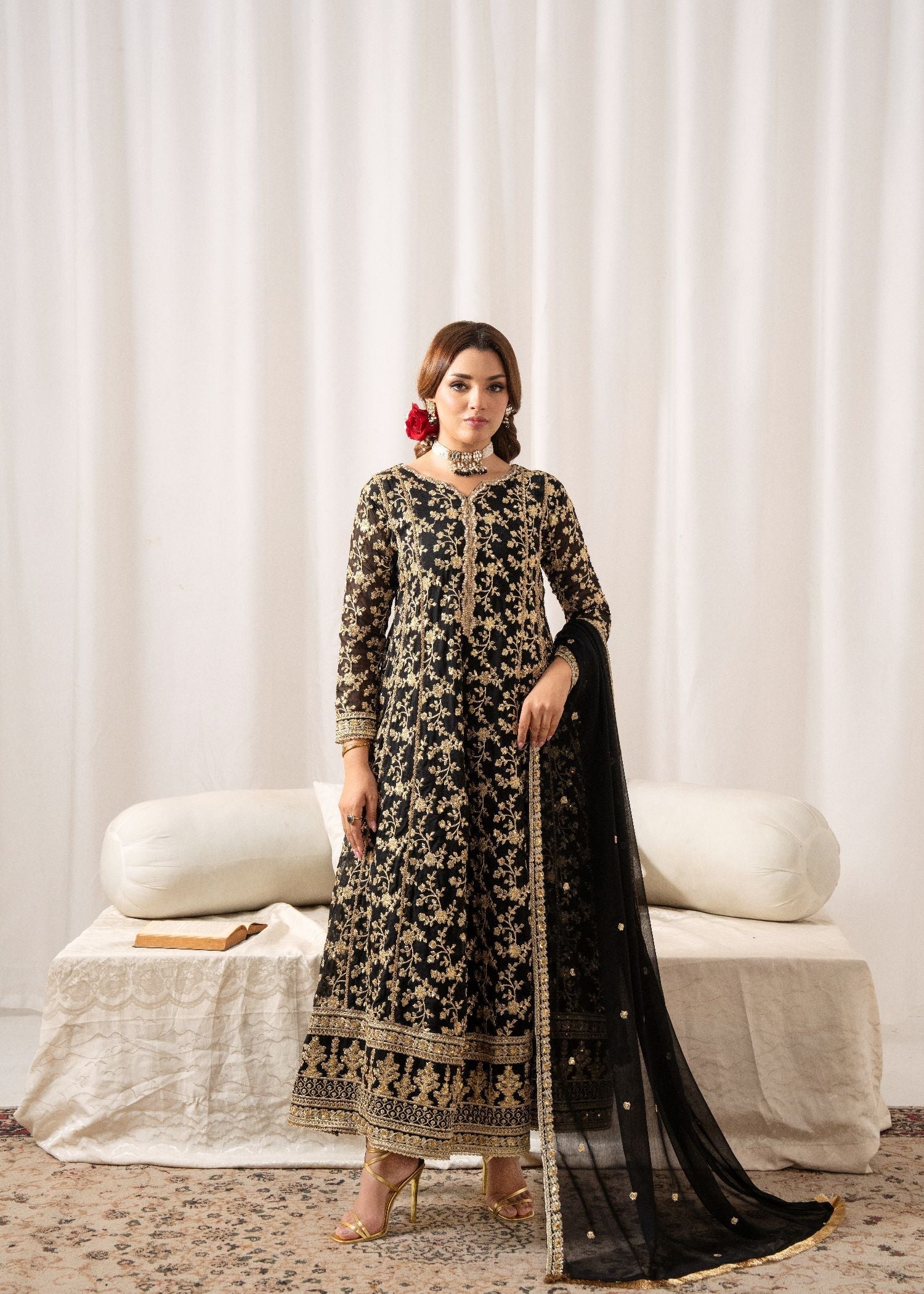 Rehana By Al Harir Stitched 3 Piece Formals Suit-AH013-Rehana-Black