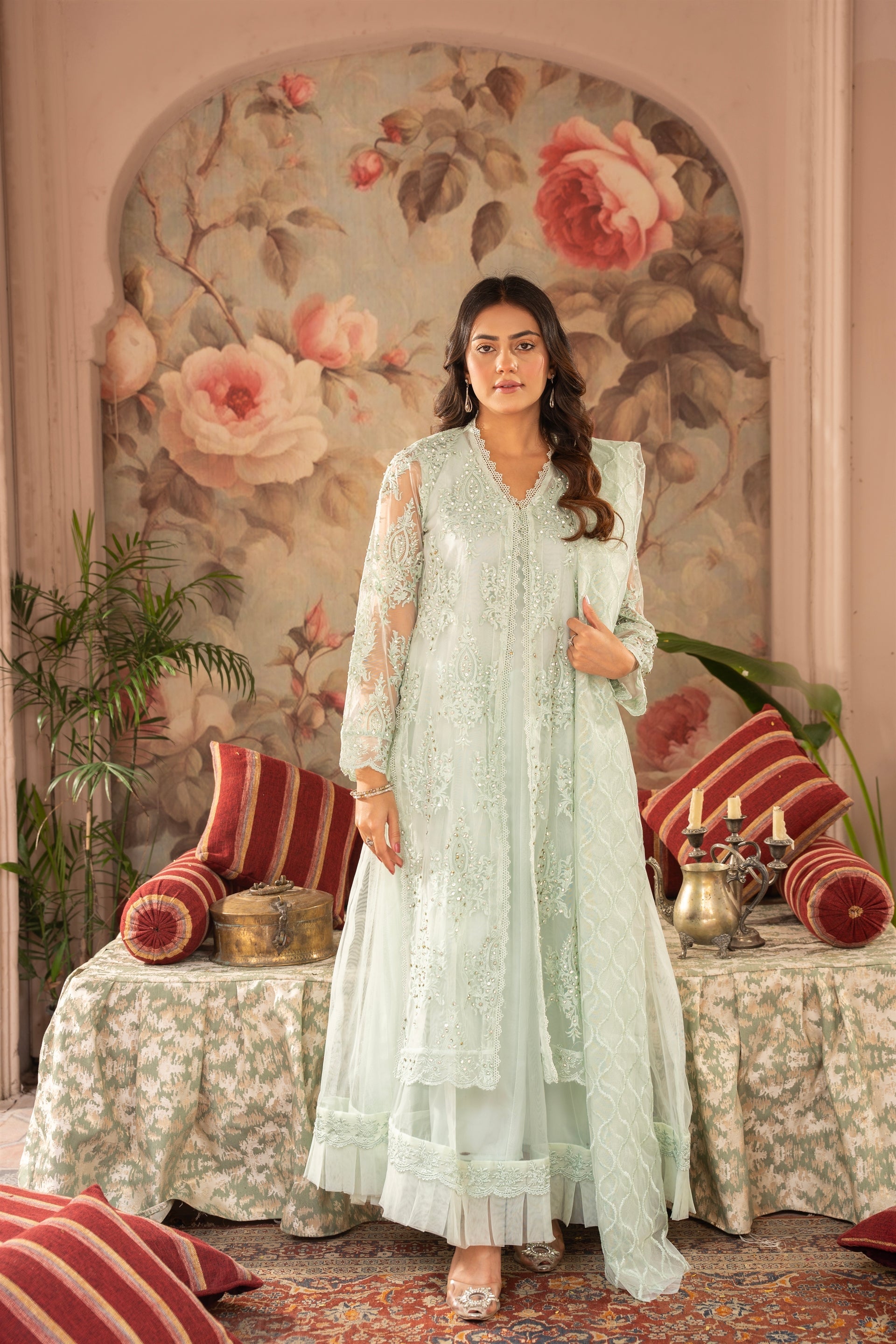 Rang Nirala By Manahils Stitched 3 Piece Formals Collection'2025-K-148-MINT GREEN