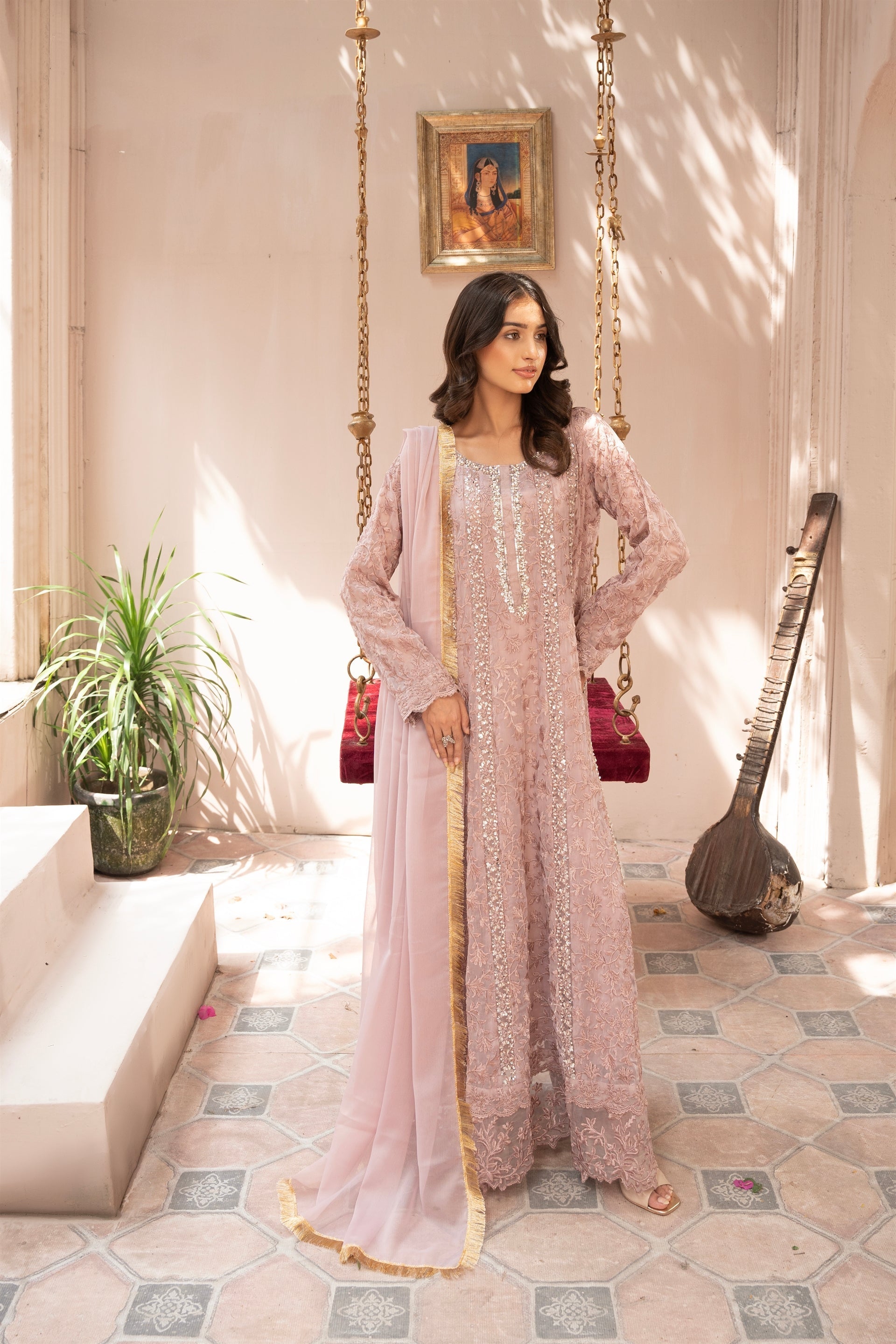 Rang Nirala By Manahils Stitched 3 Piece Formals Collection'2025-K-169-TEA ROSE PINK