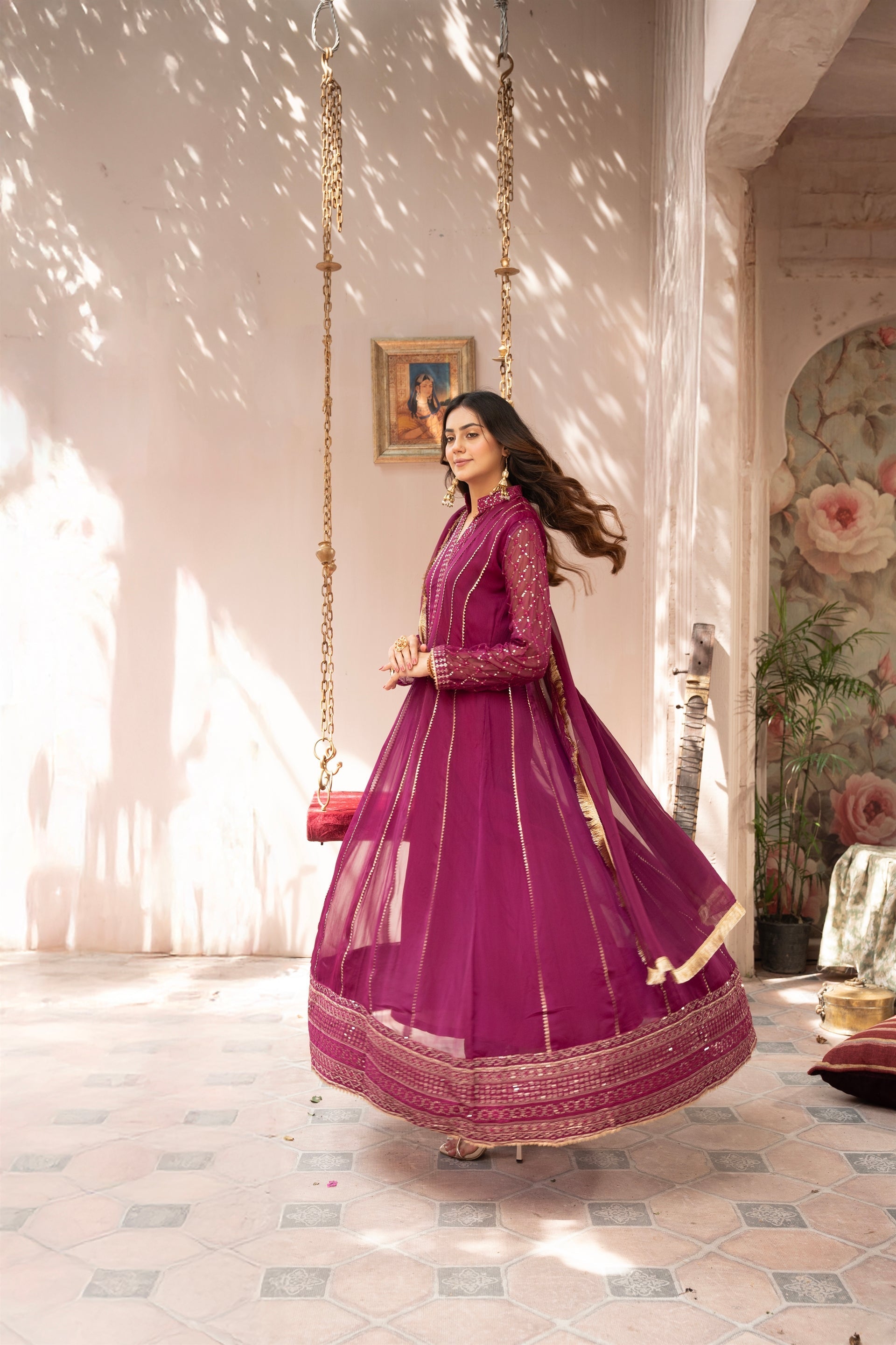 Saffiya By Manahils Stitched 3 Piece Formals Collection'-2025KURTI 106-MAGENTA HAZE