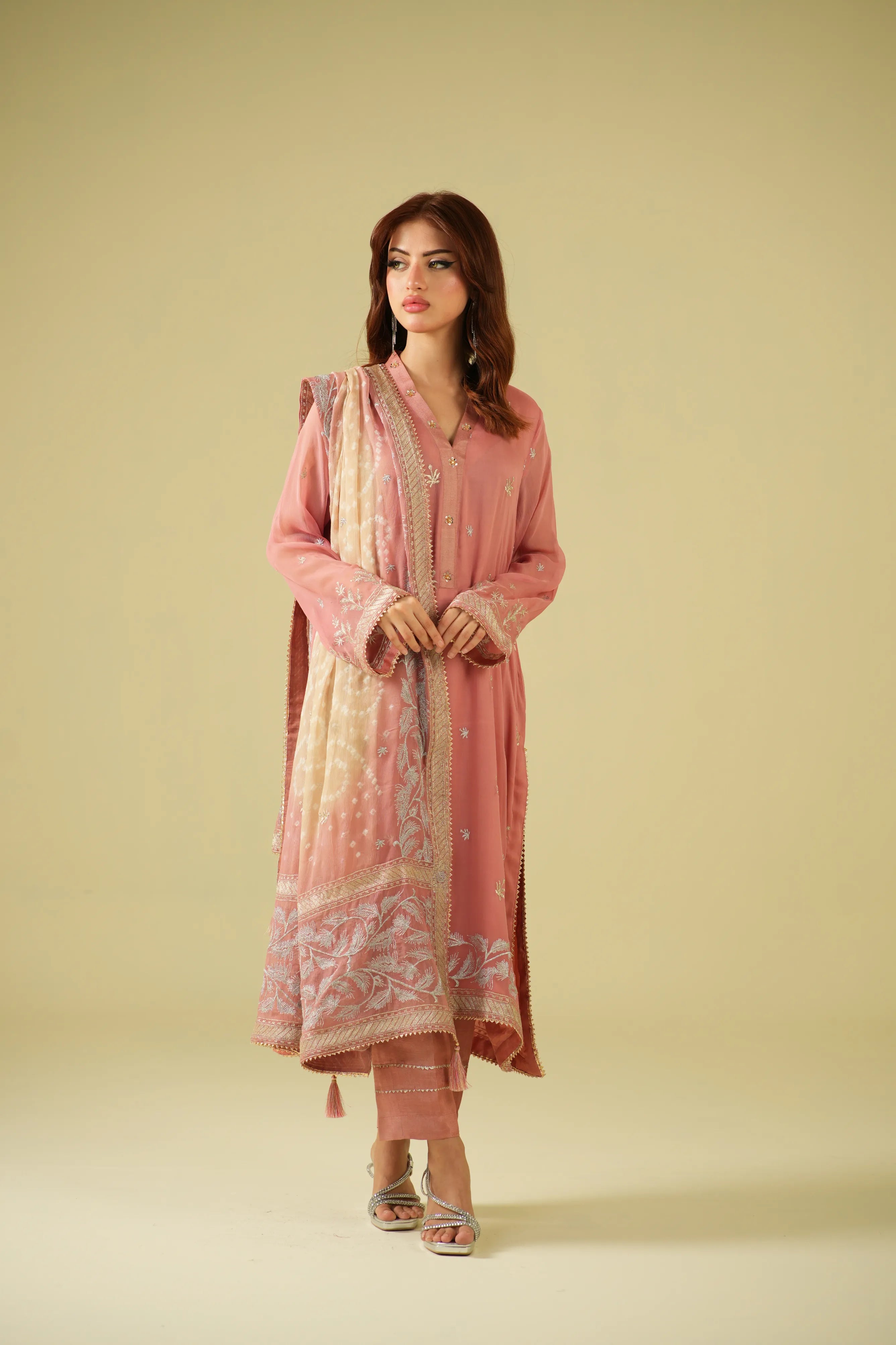 Satrang By Zouj Unstitched 3 Piece Formals Suit-Petal Peach