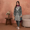 Feathers Unstitched 3 Piece Emb Lawn Summer Suit-Ashen Silver Whitework-Embroidered 3pc