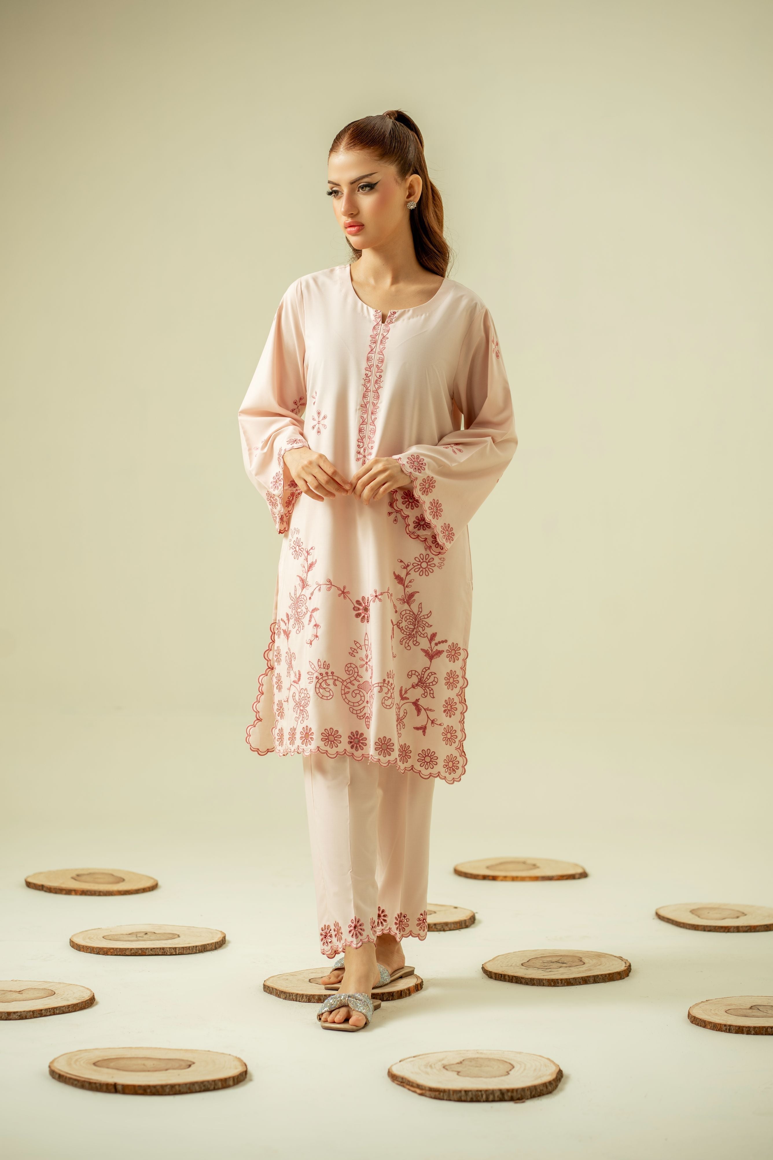 Signature Evening Wear By Zouj Stitched 2 Piece Summer Suit-Blush Celisse