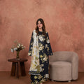 Feathers Unstitched 3 Piece Digital Printed Lawn Summer Suit-Noir Magnolia Luxe-FT718