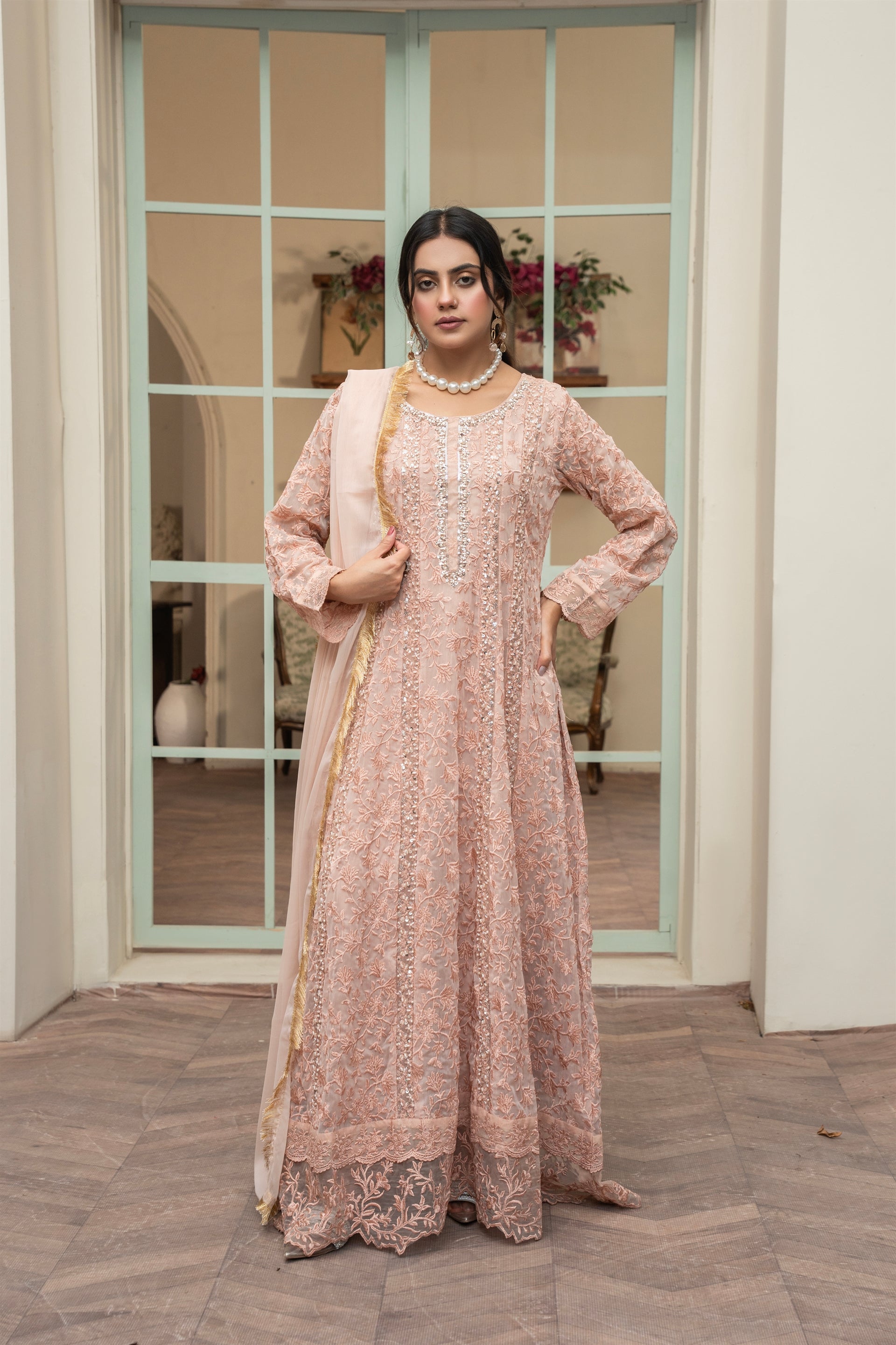 Rang Nirala By Manahils Stitched 3 Piece Formals Collection'2025-K-169-PEACH
