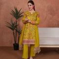 Feathers Unstitched 3 Piece Emb Lawn Summer Suit-Marigold Jardin Festive-Embroidered 3pc